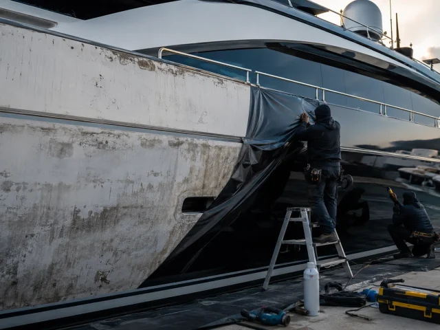 Before and After Yacht Wrapping Projects